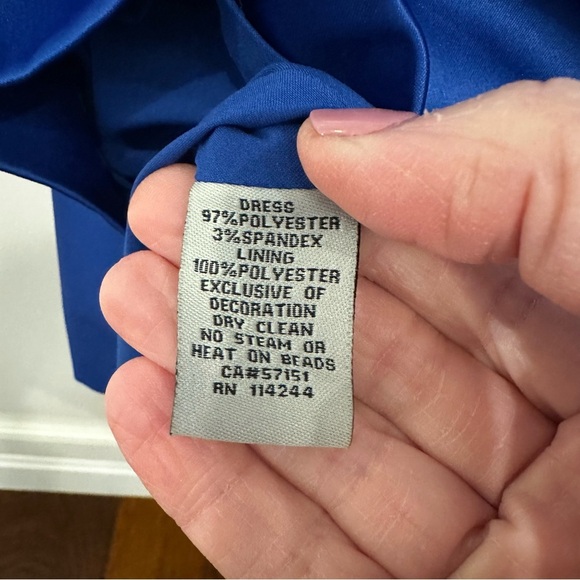 Eliza J Women’s Draped One Shoulder Royal Blue Jewel Rhinestone Cocktail Dress 6 - Picture 5 of 12